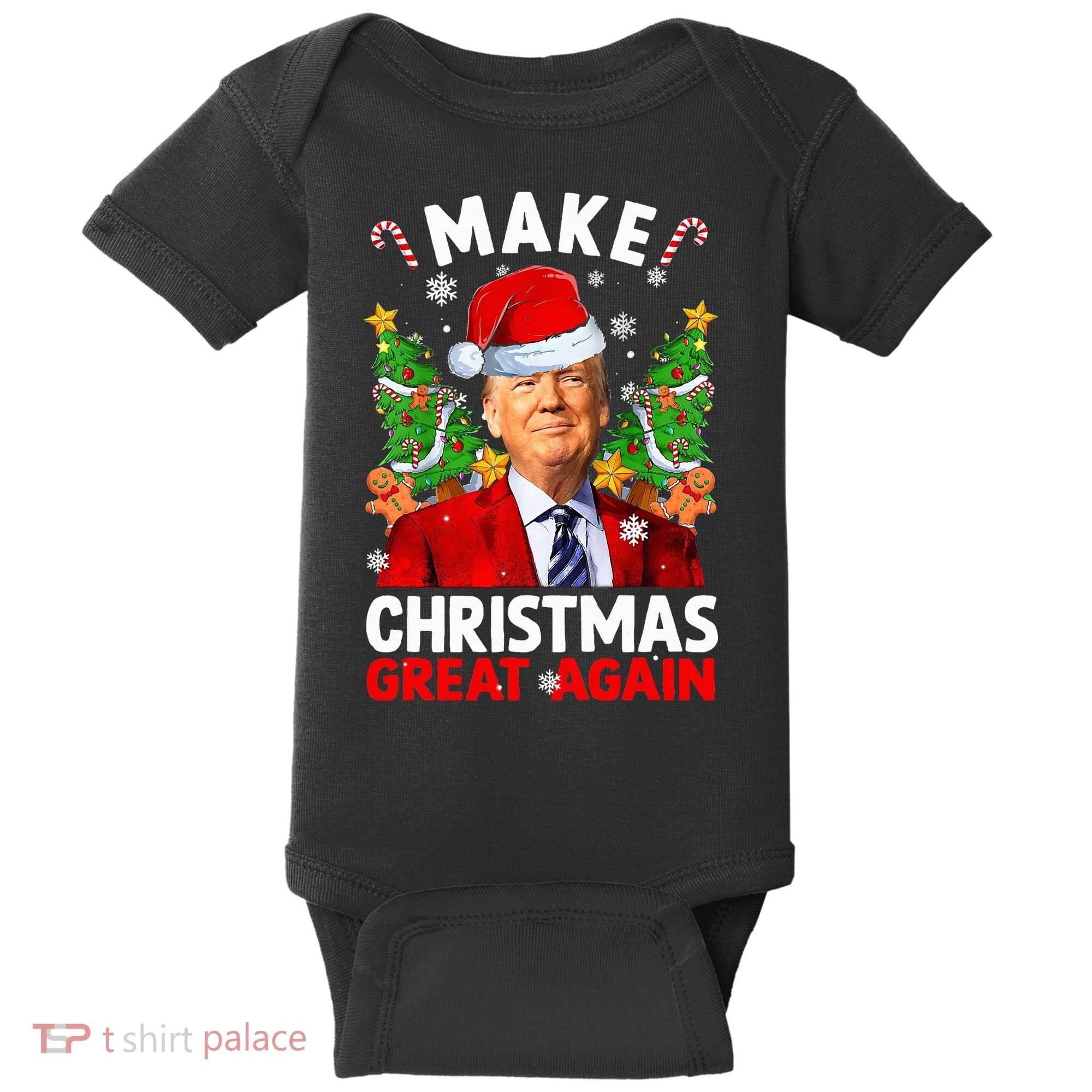Make Christmas Great Again Funny Donald Trump Santa Xmas Baby Bodysuit