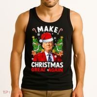 Make Christmas Great Again Funny Donald Trump Santa Xmas Tank Top thumb 3