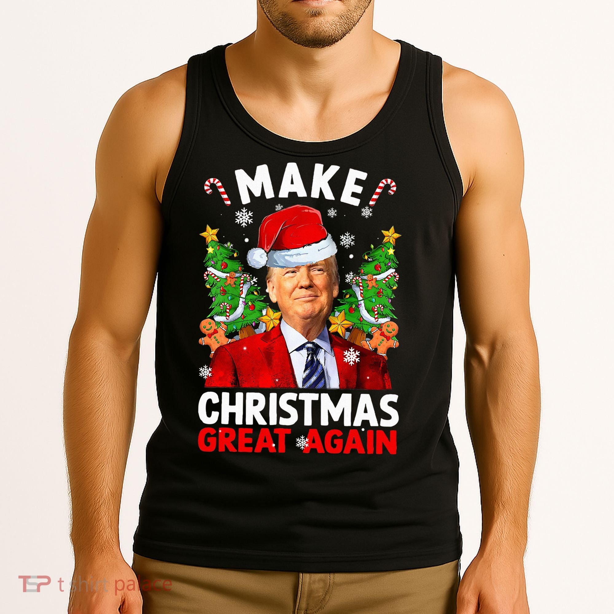 Make Christmas Great Again Funny Donald Trump Santa Xmas Tank Top