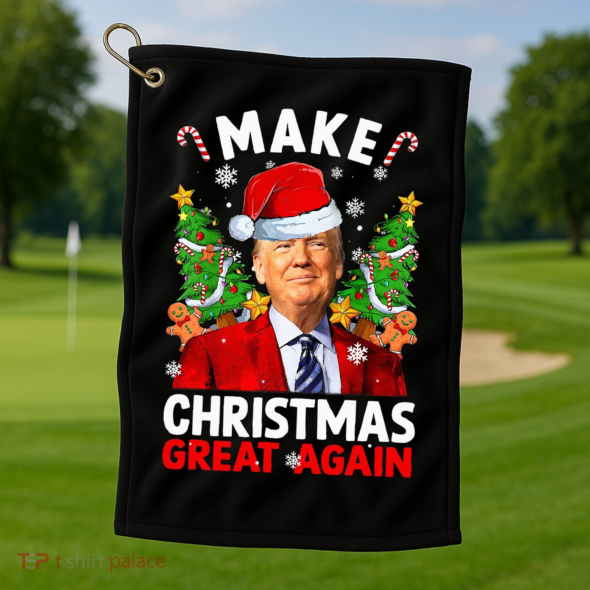 Make Christmas Great Again Funny Donald Trump Santa Xmas Golf Towel