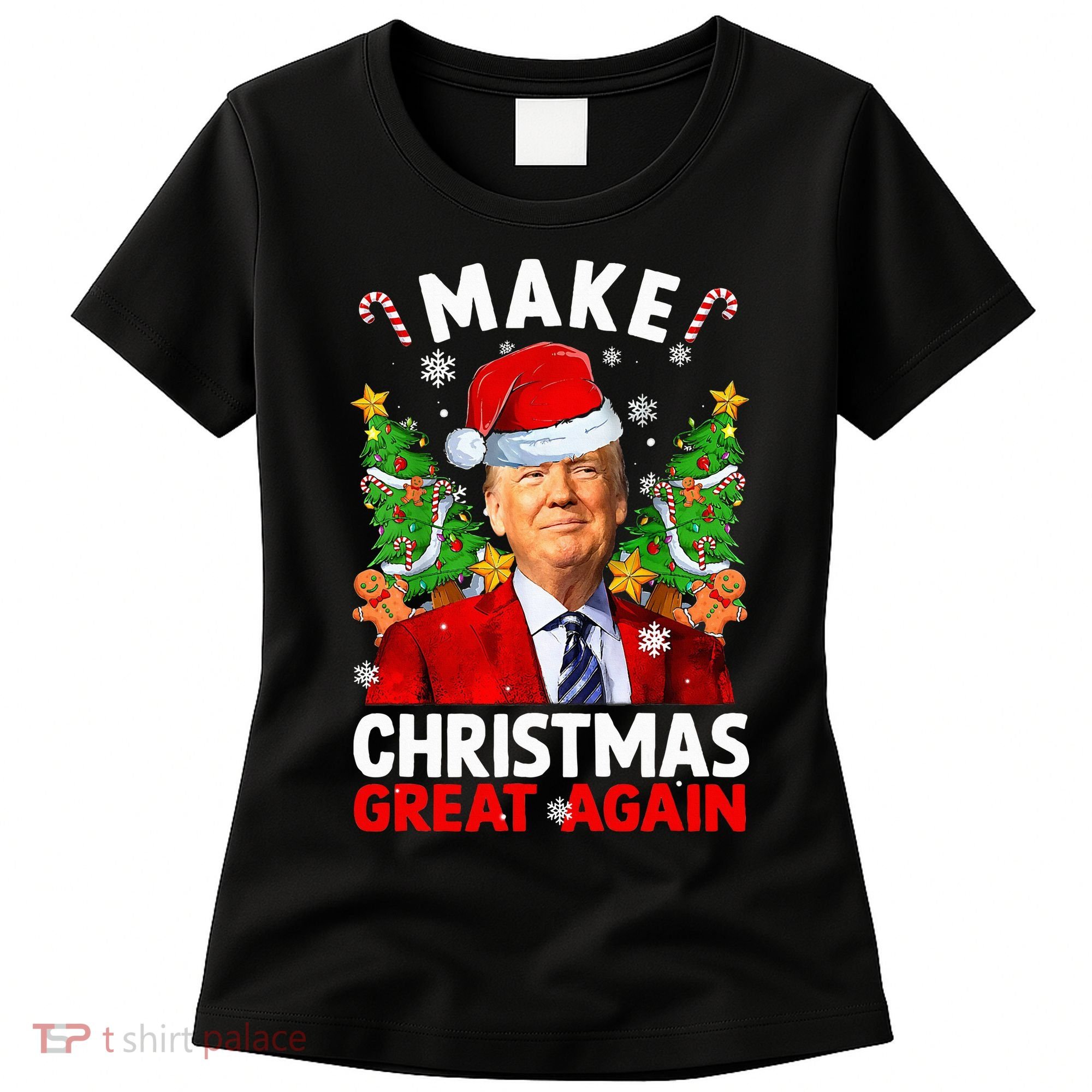 Make Christmas Great Again Funny Donald Trump Santa Xmas Women's T-Shirt