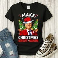 Make Christmas Great Again Funny Donald Trump Santa Xmas Women's T-Shirt thumb 3