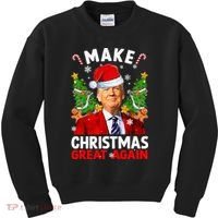 Make Christmas Great Again Funny Donald Trump Santa Xmas Kids Sweatshirt thumb 0