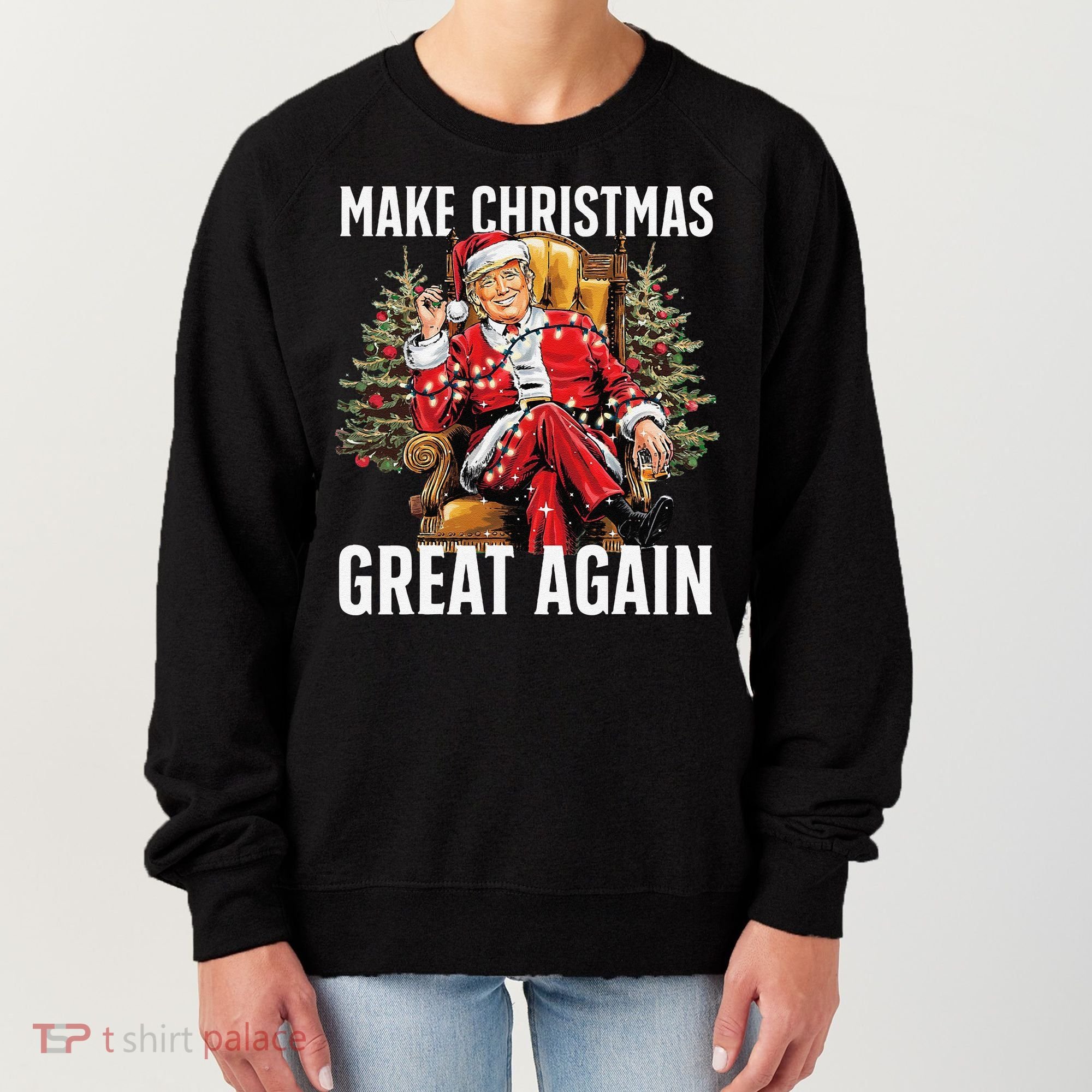 Make Christmas Great Again Santa Funny Christmas Pajamas Women's Sweatshirt