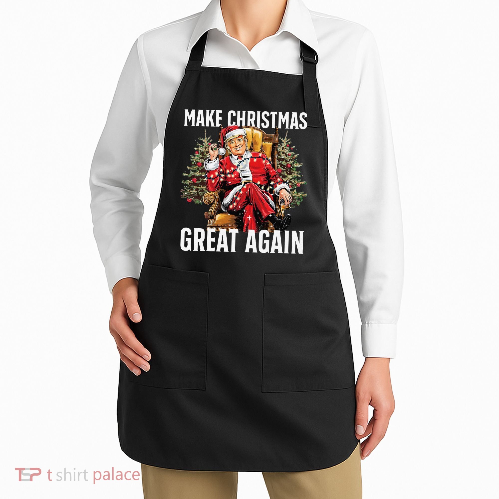 Make Christmas Great Again Santa Funny Christmas Pajamas Apron