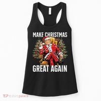 Make Christmas Great Again Santa Funny Christmas Pajamas Women's Tank Top thumb 0