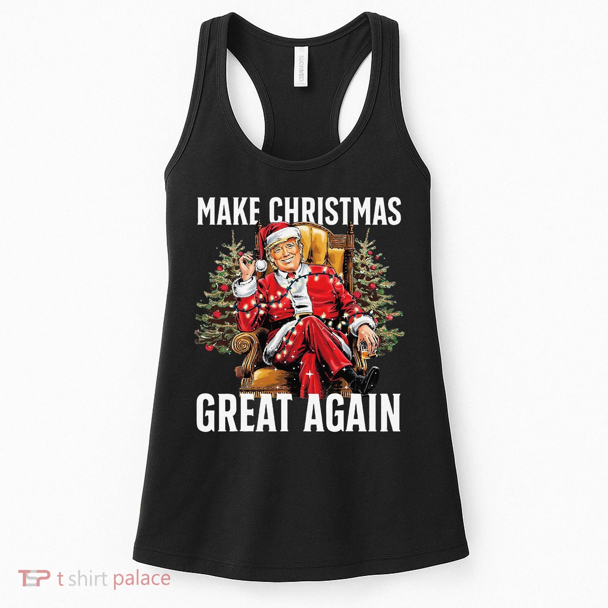 Make Christmas Great Again Santa Funny Christmas Pajamas Women's Tank Top
