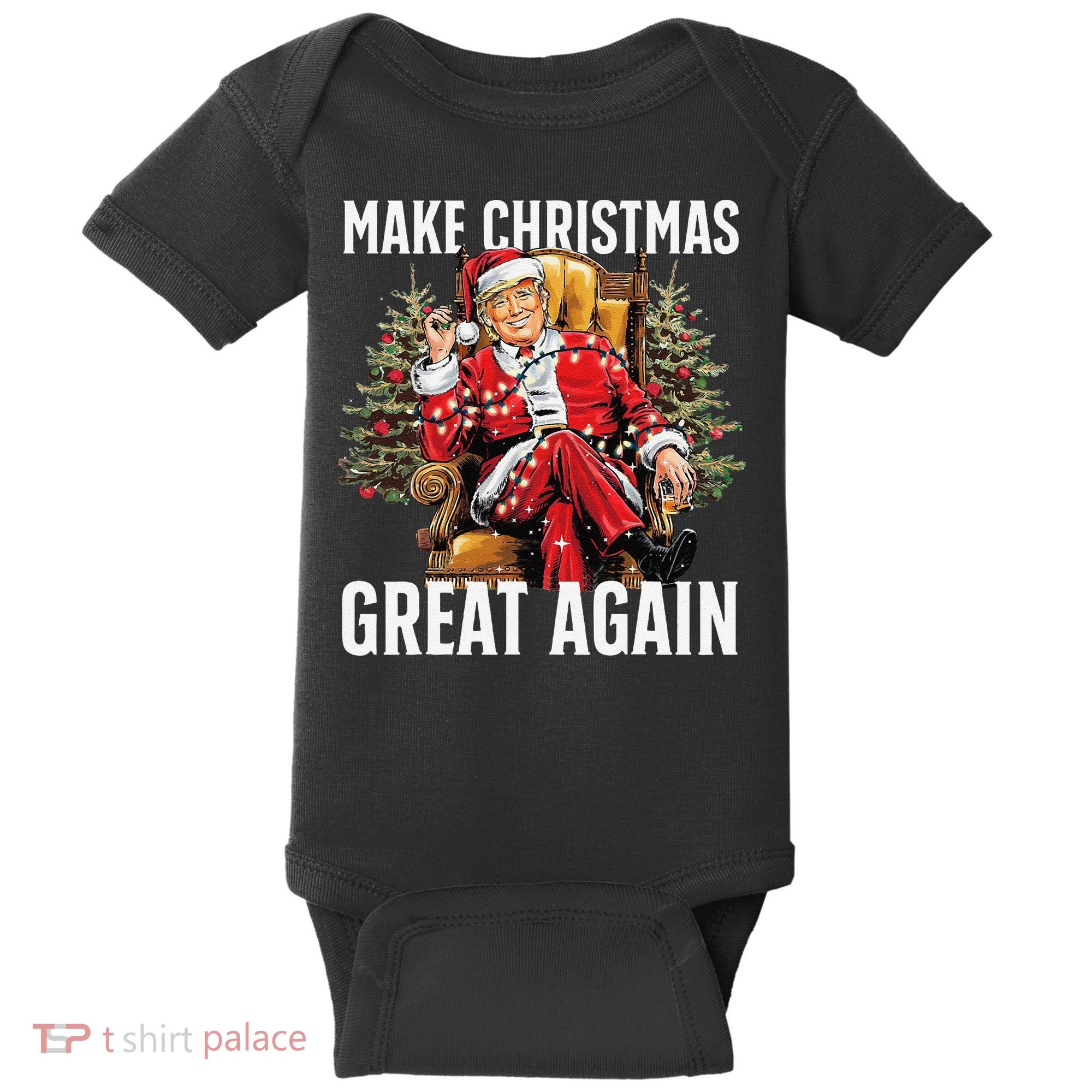 Make Christmas Great Again Santa Funny Christmas Pajamas Baby Bodysuit