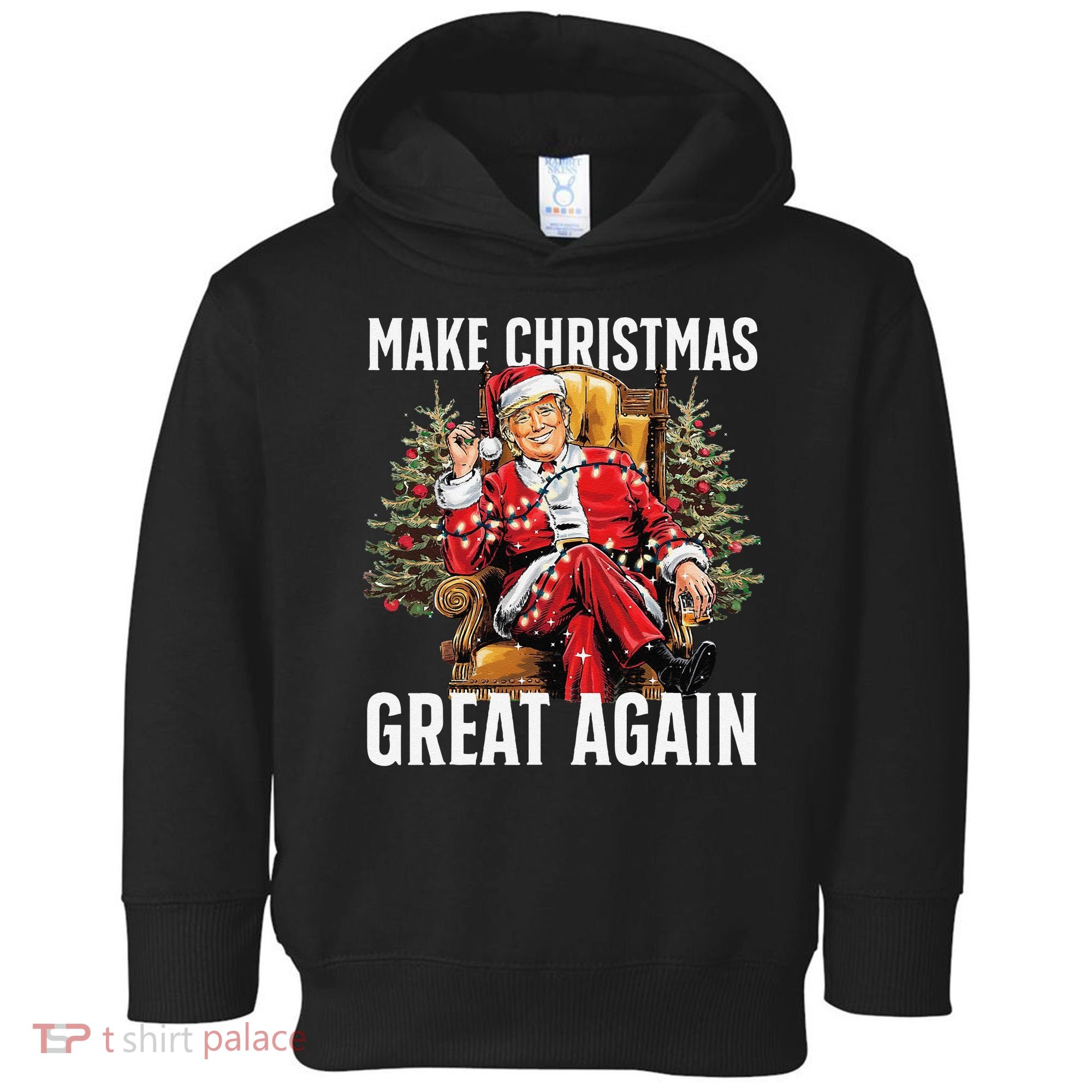Make Christmas Great Again Santa Funny Christmas Pajamas Toddler Hoodie