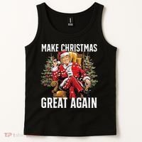 Make Christmas Great Again Santa Funny Christmas Pajamas Tank Top thumb 2