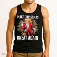Make Christmas Great Again Santa Funny Christmas Pajamas Tank Top thumb 3