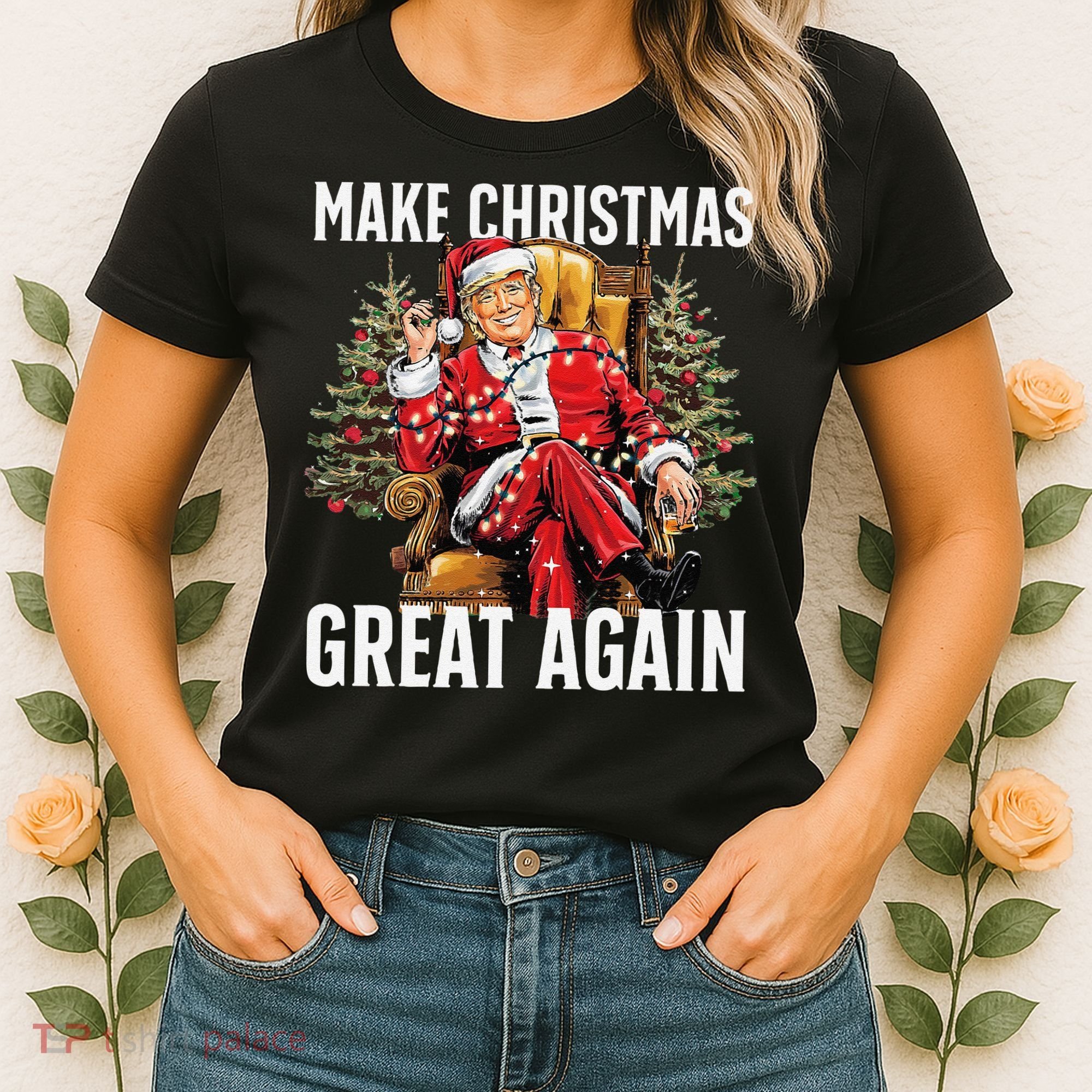 Make Christmas Great Again Santa Funny Christmas Pajamas Women's T-Shirt