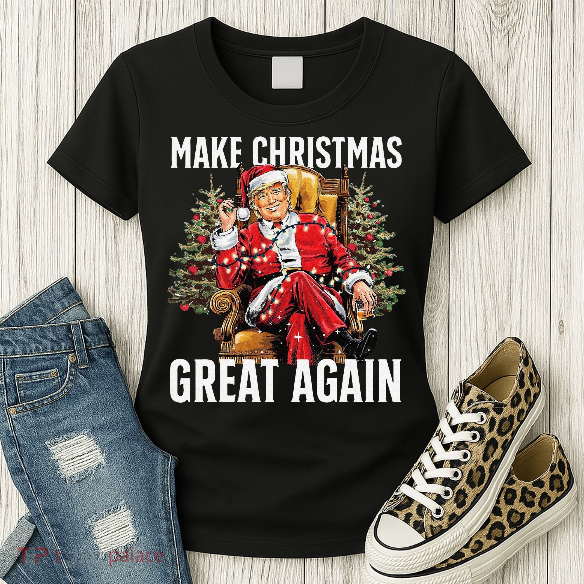 Make Christmas Great Again Santa Funny Christmas Pajamas Women's T-Shirt