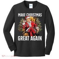 Make Christmas Great Again Santa Funny Christmas Pajamas Kids Long Sleeve Shirt thumb 0