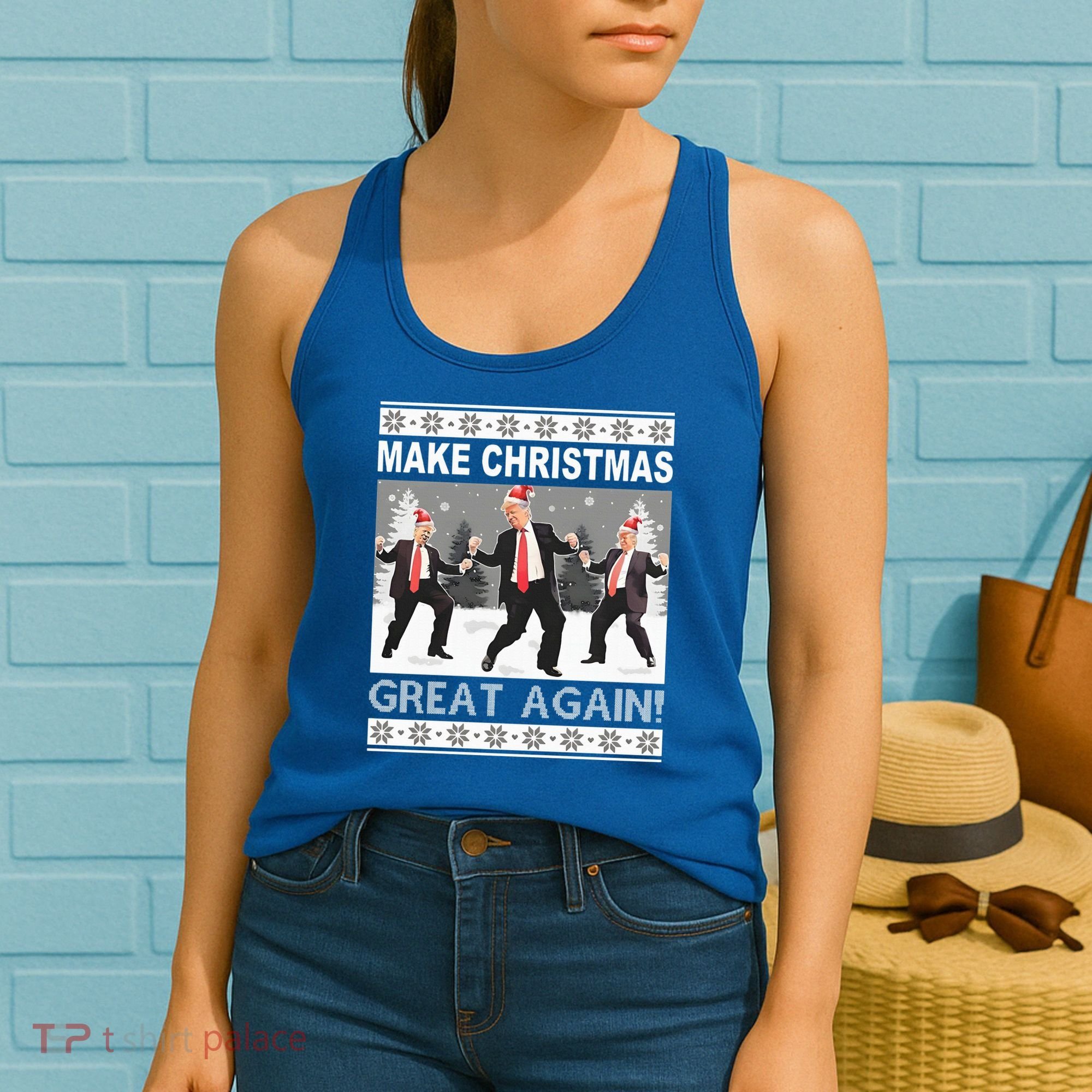 Make Christmas Great Again Trump Dancing Women's Tank Top