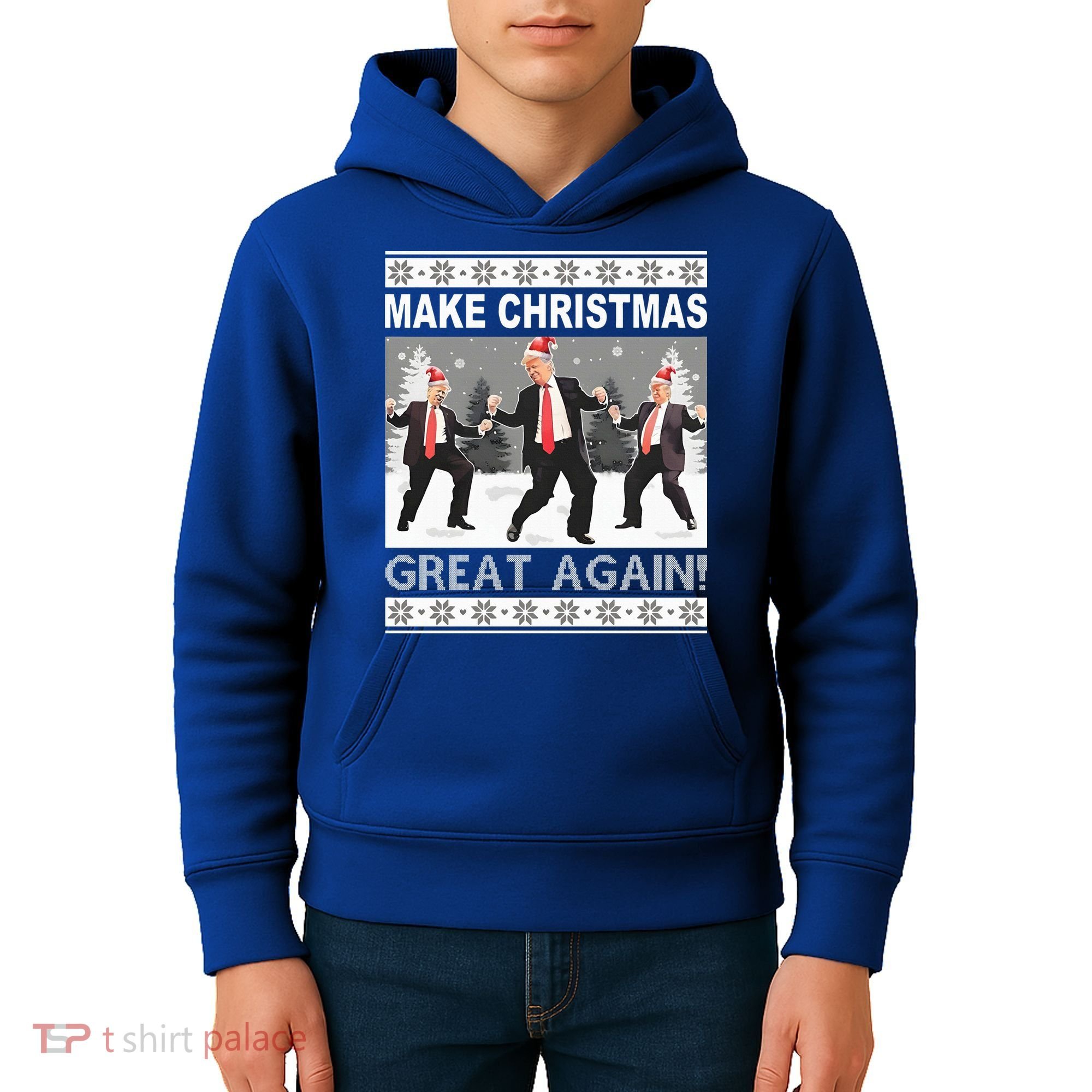 Make Christmas Great Again Trump Dancing Kids Hoodie