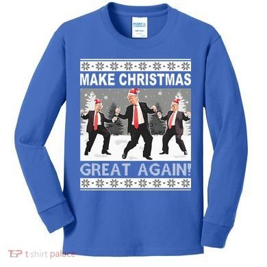 Make Christmas Great Again Trump Dancing Kids Long Sleeve Shirt