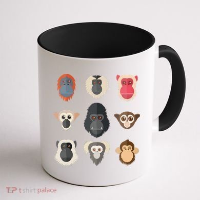 Monkey Chimpanzee Gorilla Spider Monkey Squirrel Monkey Coffee Mug back