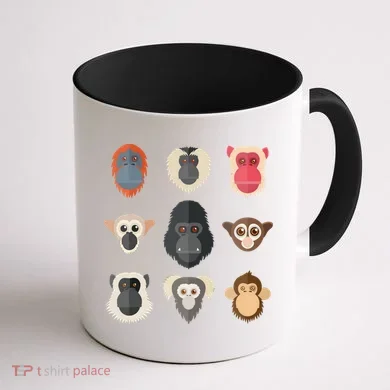Monkey Chimpanzee Gorilla Spider Monkey Squirrel Monkey Coffee Mug back