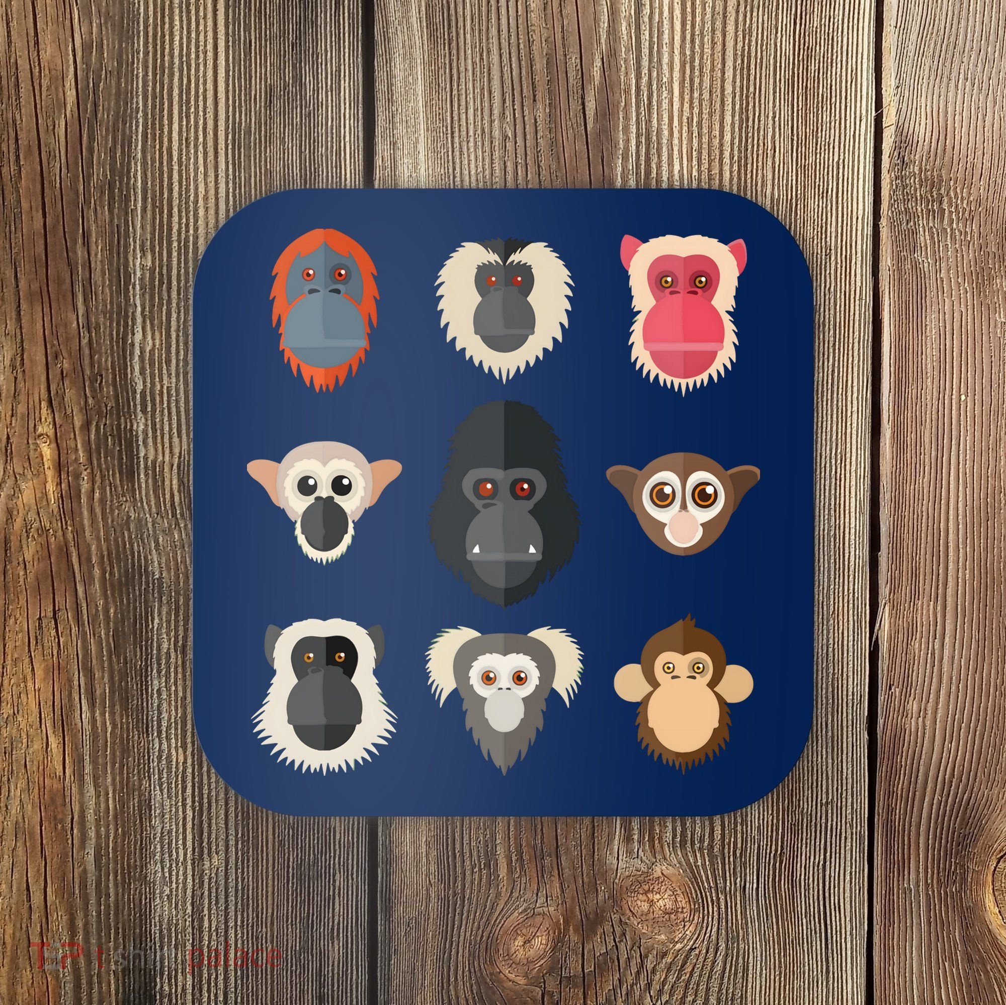 Monkey Chimpanzee Gorilla Spider Monkey Squirrel Monkey Coaster