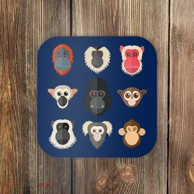 Monkey Chimpanzee Gorilla Spider Monkey Squirrel Monkey Coaster