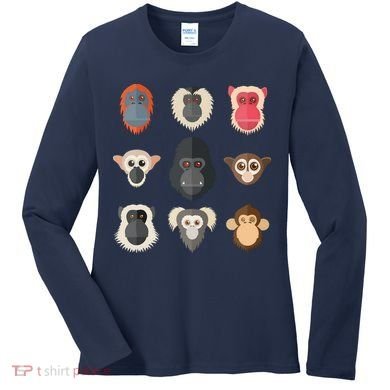 Monkey Chimpanzee Gorilla Spider Monkey Squirrel Monkey Women's Long Sleeve Shirt