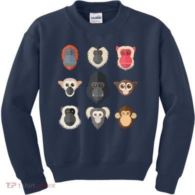 Monkey Chimpanzee Gorilla Spider Monkey Squirrel Monkey Kids Sweatshirt