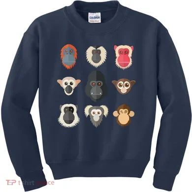 Monkey Chimpanzee Gorilla Spider Monkey Squirrel Monkey Kids Sweatshirt