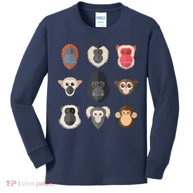Monkey Chimpanzee Gorilla Spider Monkey Squirrel Monkey Kids Long Sleeve Shirt