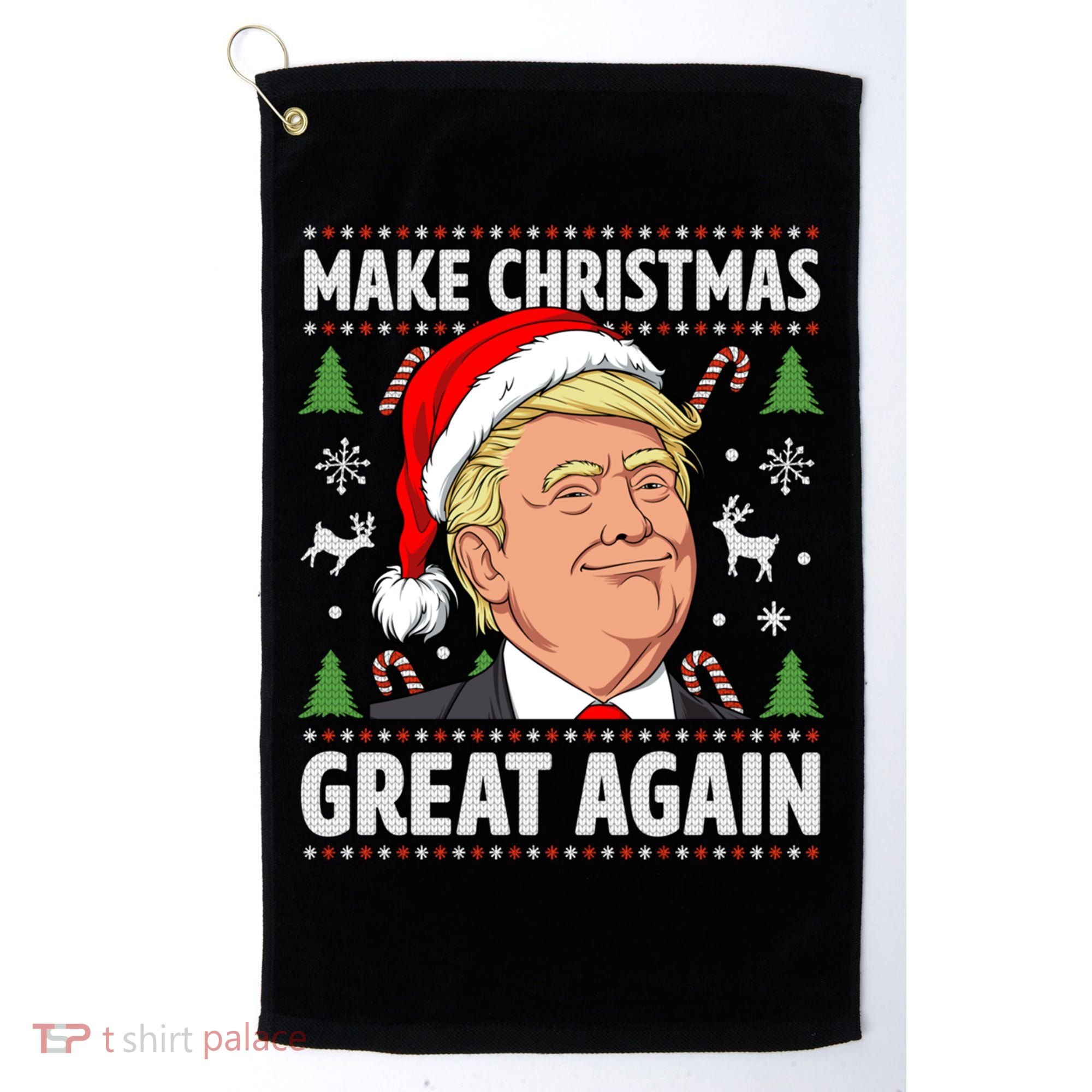 Make Christmas Great Again Funny Trump Ugly Christmas Gift Golf Towel