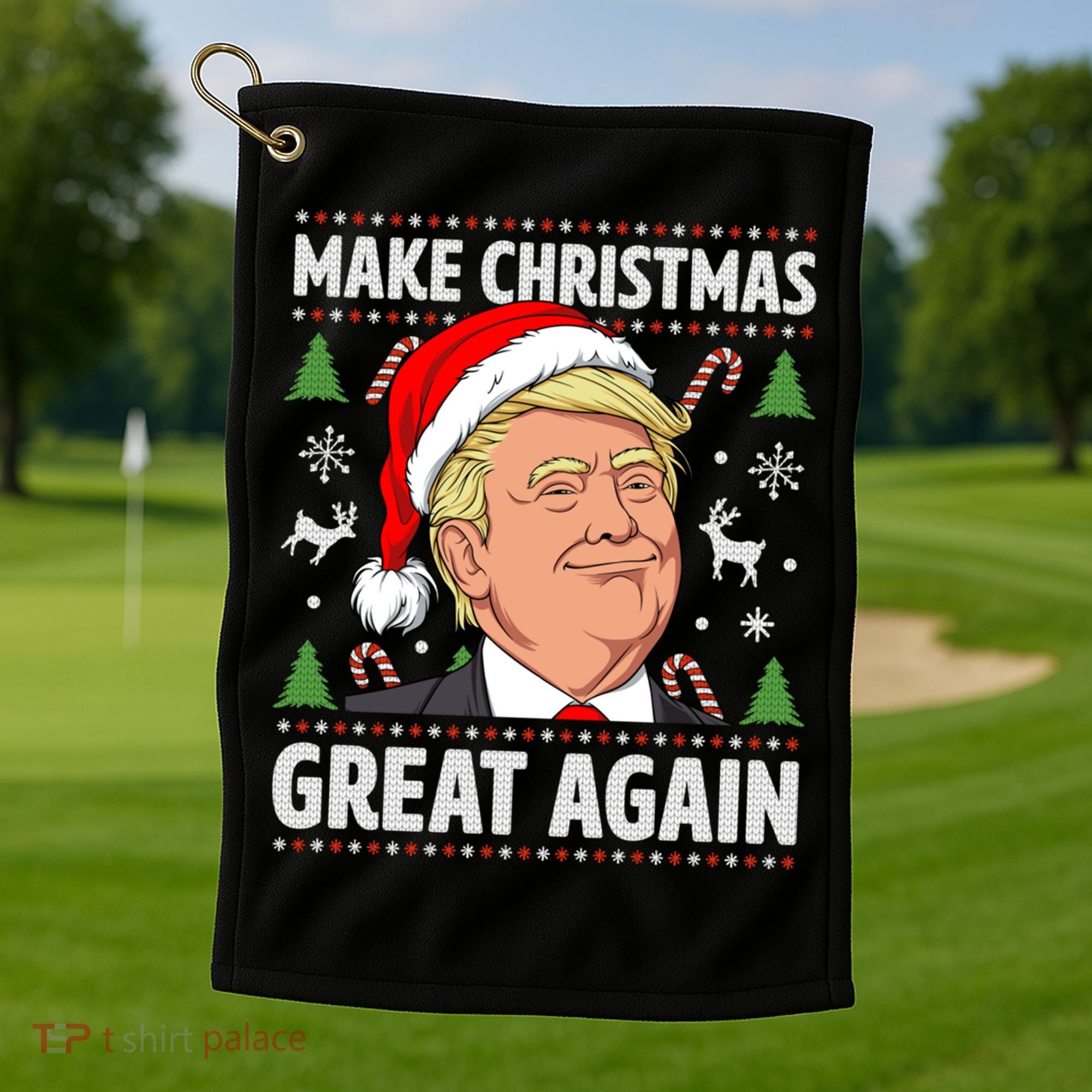 Make Christmas Great Again Funny Trump Ugly Christmas Gift Golf Towel