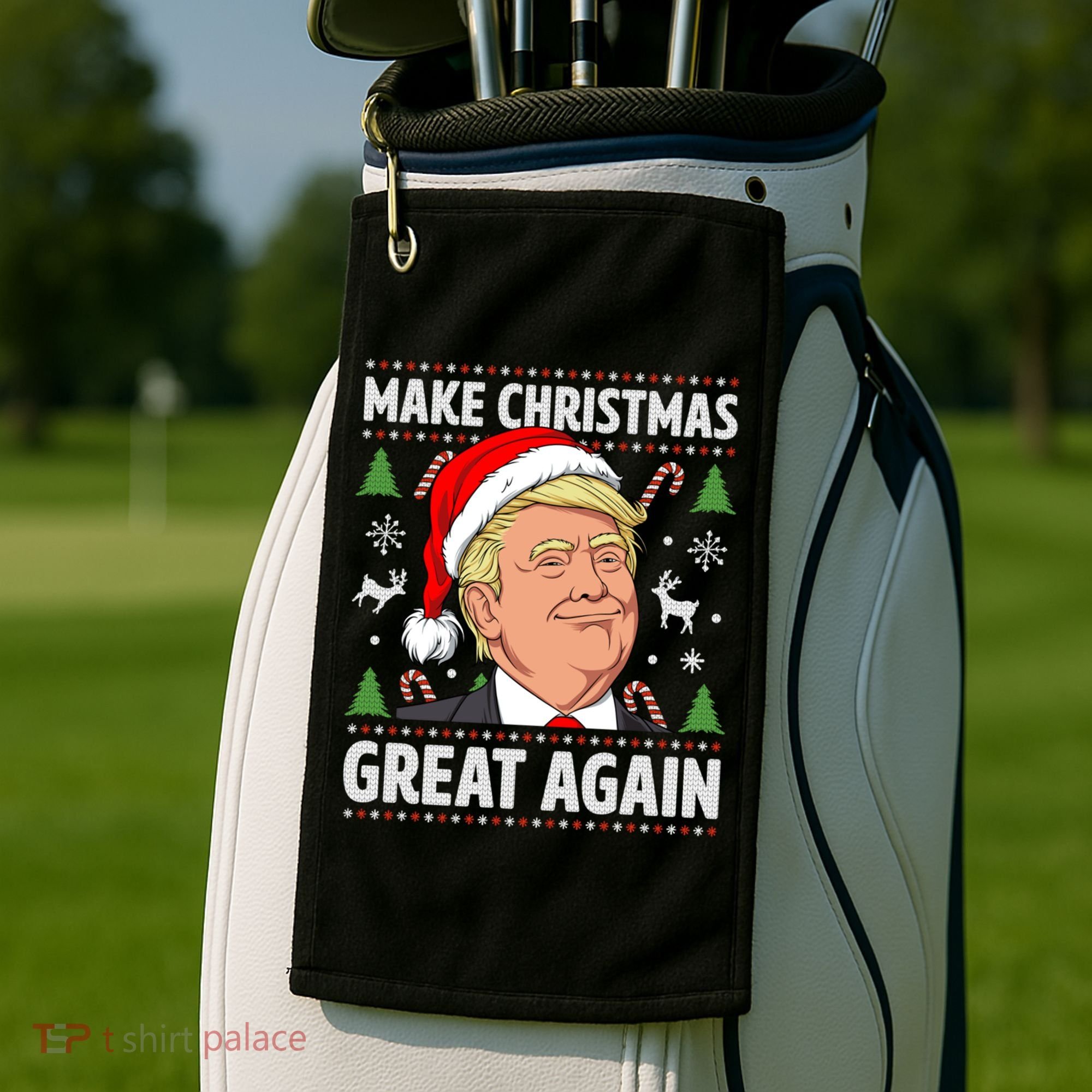 Make Christmas Great Again Funny Trump Ugly Christmas Gift Golf Towel