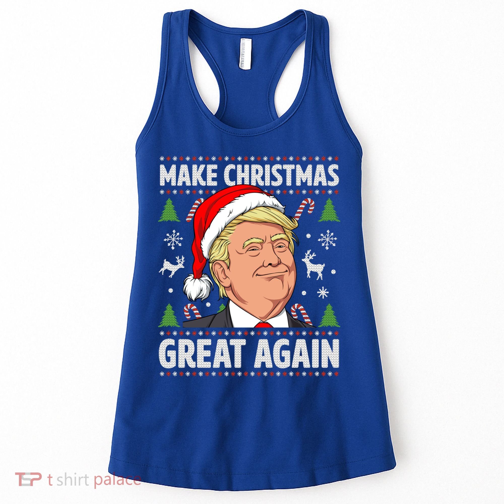 Make Christmas Great Again Funny Trump Ugly Christmas Gift Women's Tank Top
