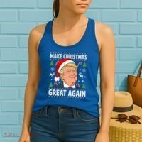 Make Christmas Great Again Funny Trump Ugly Christmas Gift Women's Tank Top thumb 2