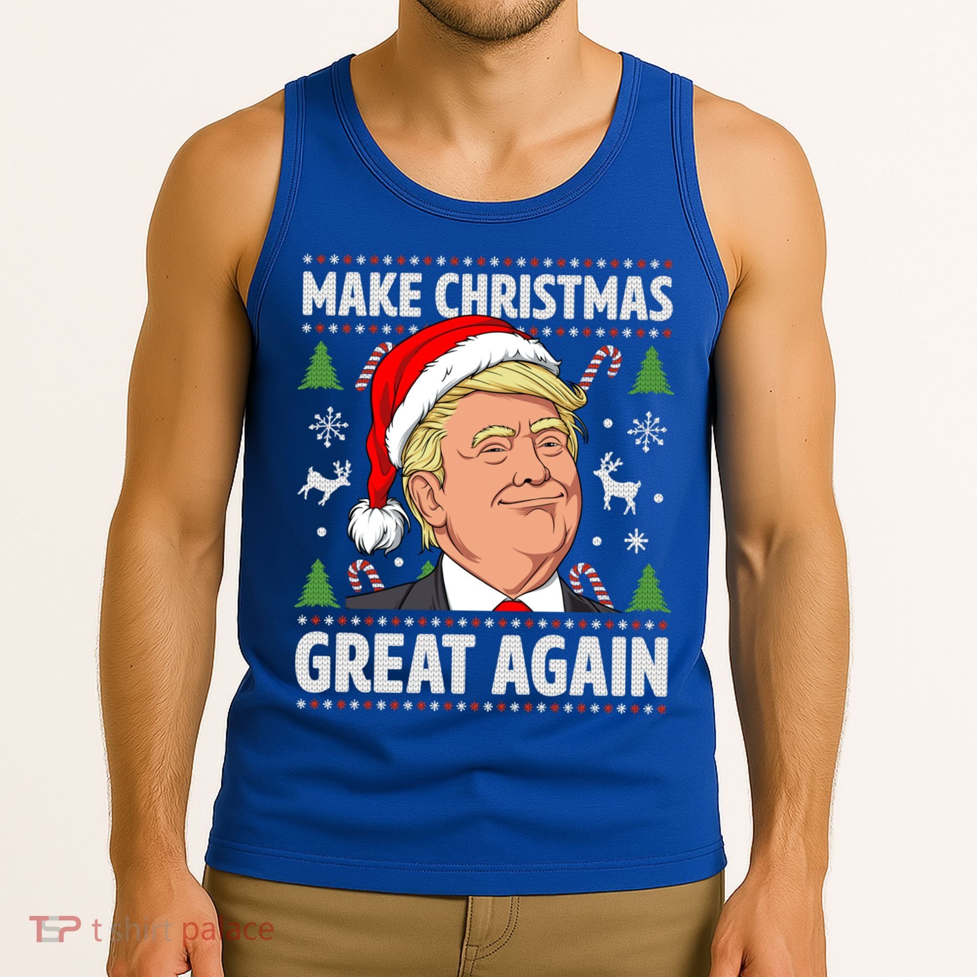 Make Christmas Great Again Funny Trump Ugly Christmas Gift Tank Top