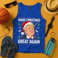 Make Christmas Great Again Funny Trump Ugly Christmas Gift Tank Top thumb 4