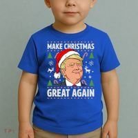 Make Christmas Great Again Funny Trump Ugly Christmas Gift Toddler T-Shirt thumb 2