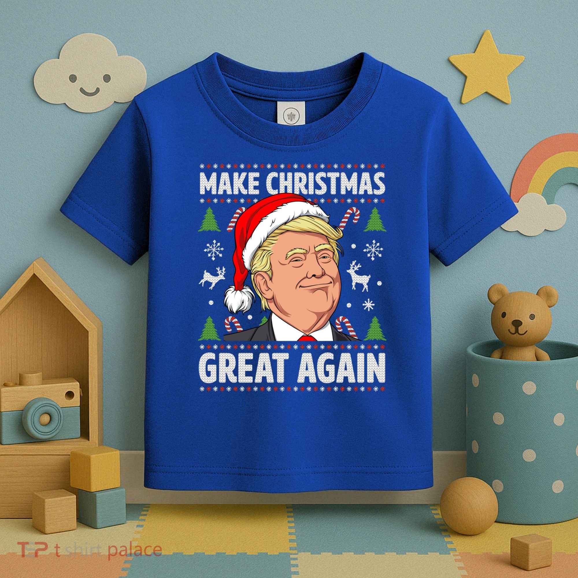 Make Christmas Great Again Funny Trump Ugly Christmas Gift Toddler T-Shirt