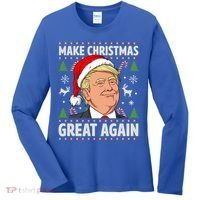 Make Christmas Great Again Funny Trump Ugly Christmas Gift Women's Long Sleeve Shirt thumb 0