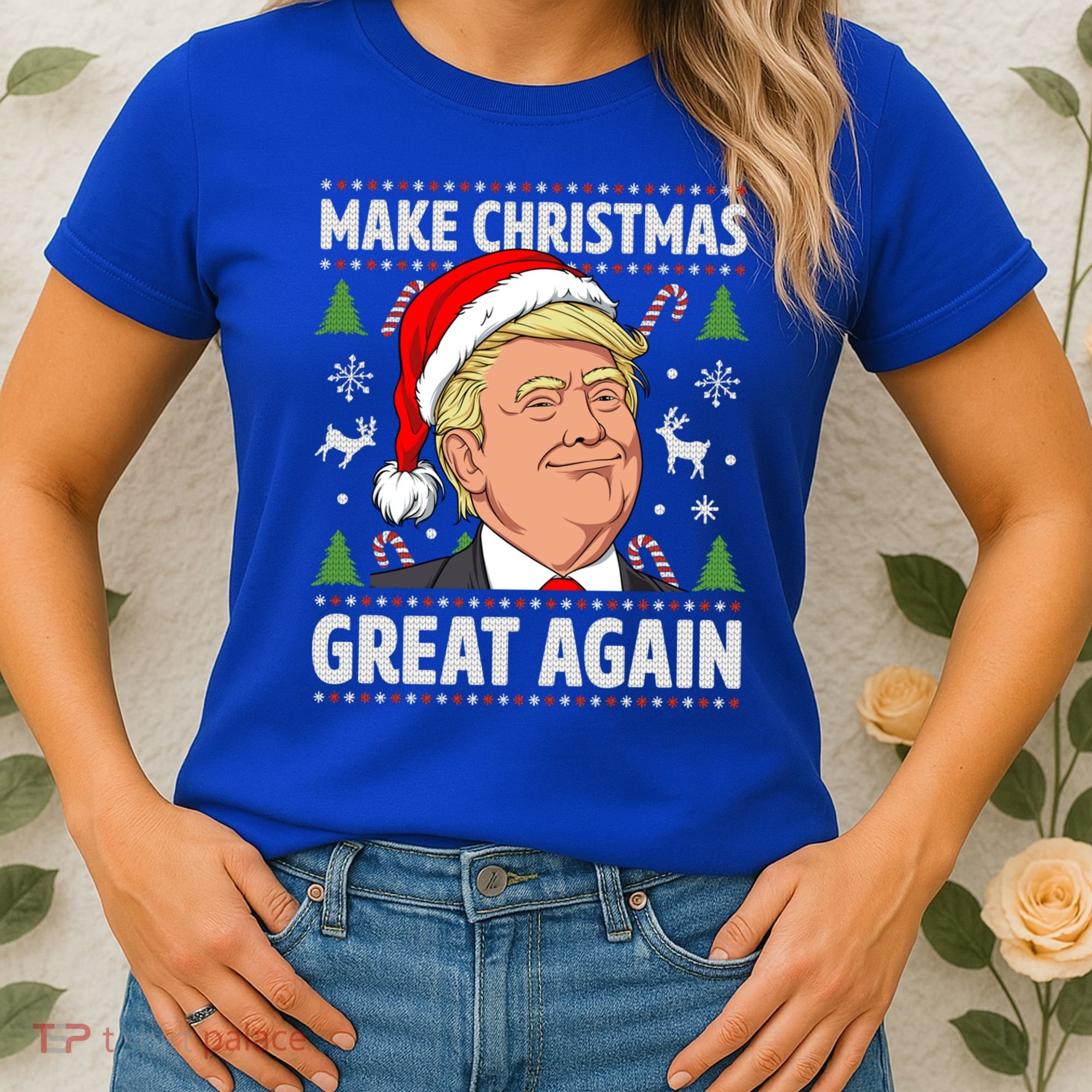 Make Christmas Great Again Funny Trump Ugly Christmas Gift Women's T-Shirt