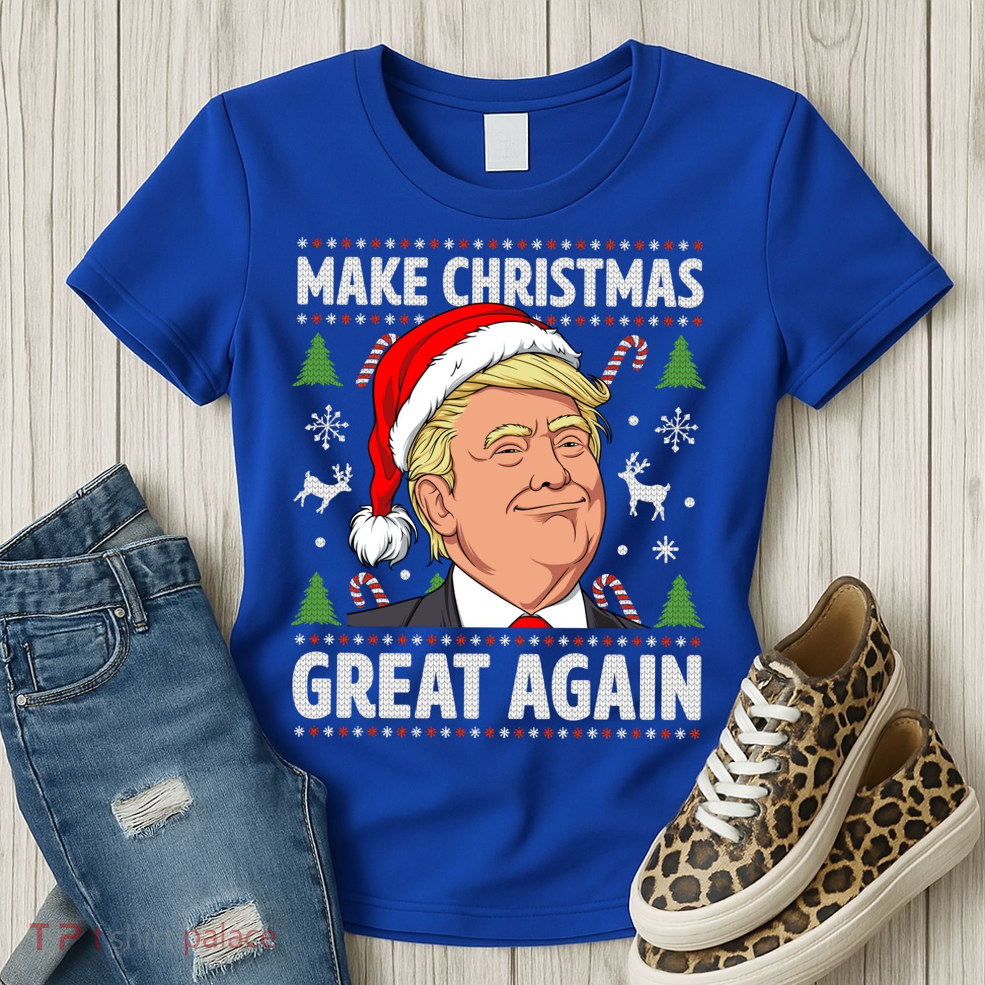 Make Christmas Great Again Funny Trump Ugly Christmas Gift Women's T-Shirt