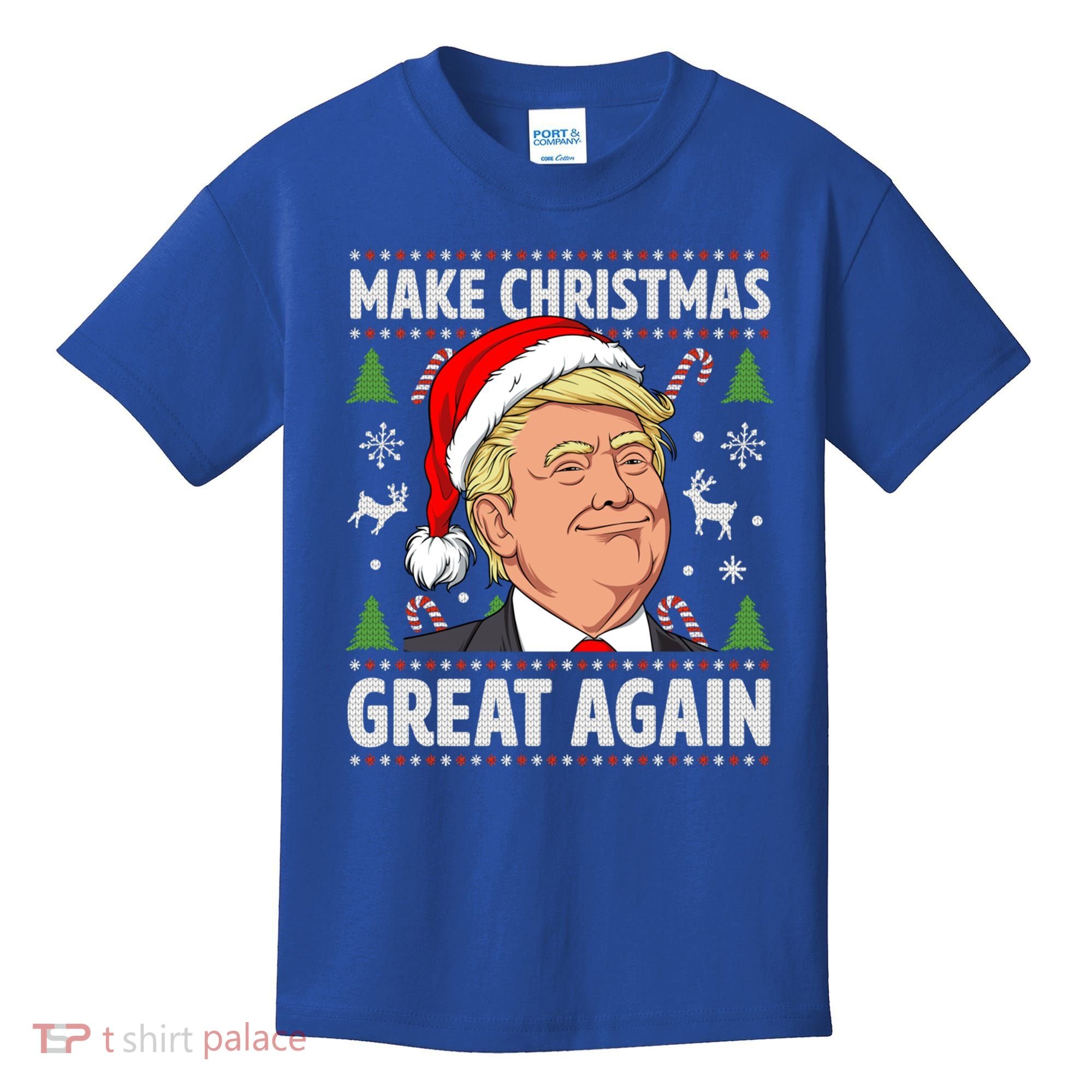 Make Christmas Great Again Funny Trump Ugly Christmas Gift Kids T-Shirt