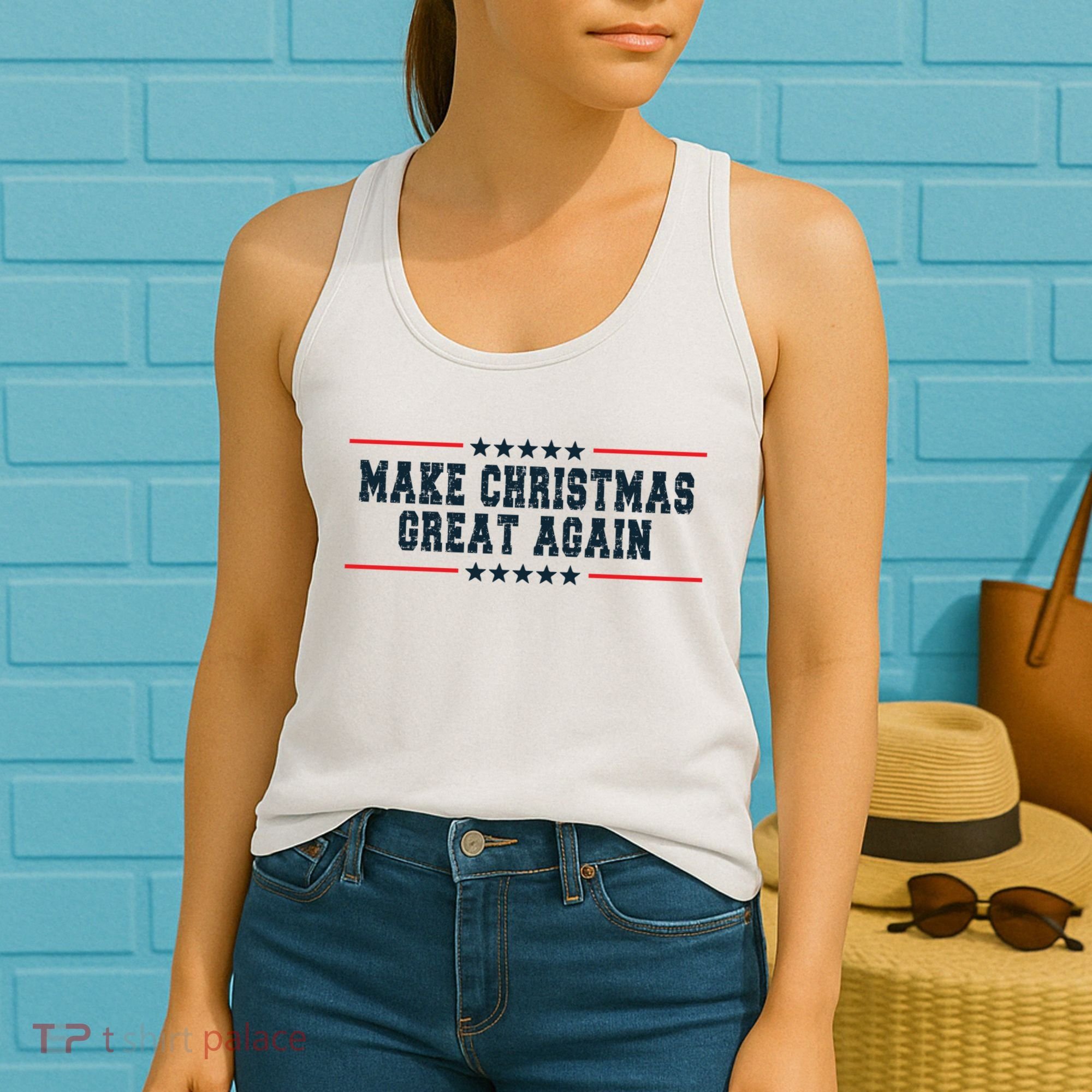 Make Christmas Great Again Funny Xmas Christmas Pajamas Gift Women's Tank Top