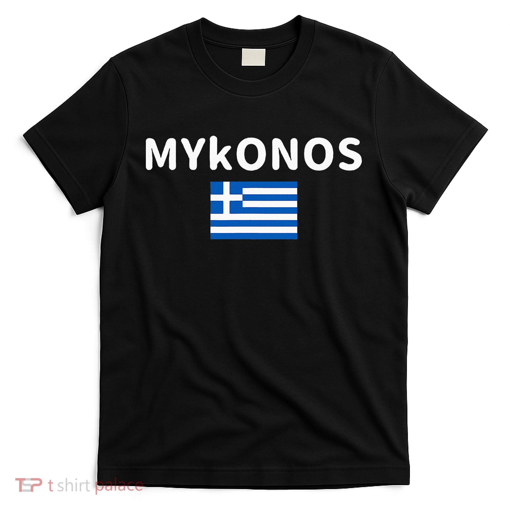 Mykonos City Greece Greek Flag Print T-Shirt