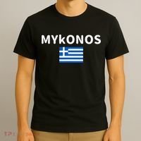 Mykonos City Greece Greek Flag Print T-Shirt thumb 3