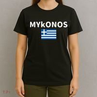 Mykonos City Greece Greek Flag Print T-Shirt thumb 4