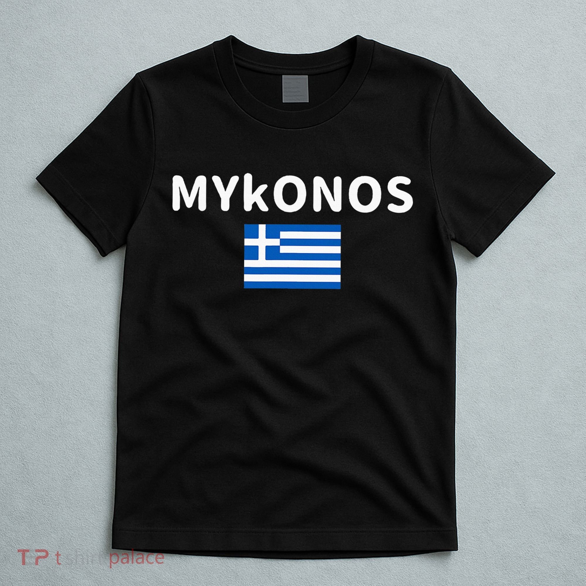 Mykonos City Greece Greek Flag Print T-Shirt