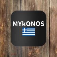 Mykonos City Greece Greek Flag Print Coaster thumb 0
