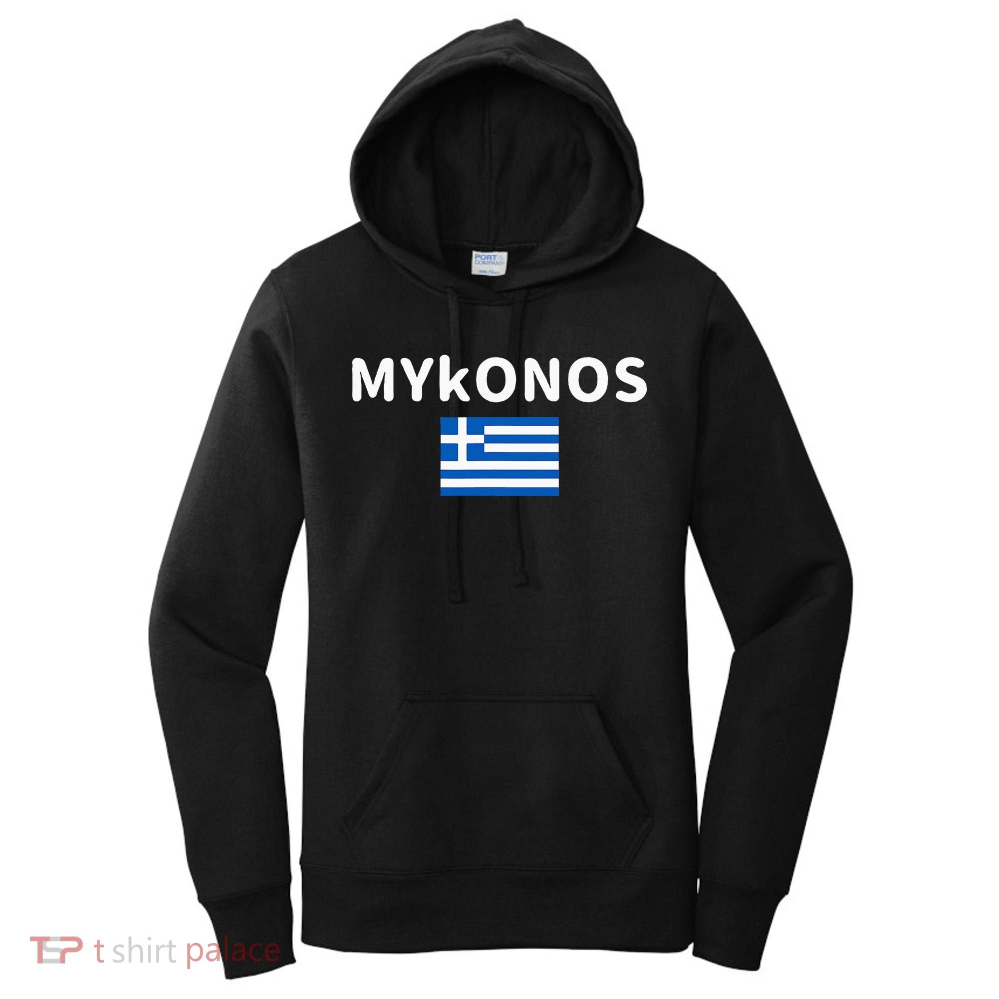 Mykonos City Greece Greek Flag Print Women's Hoodie