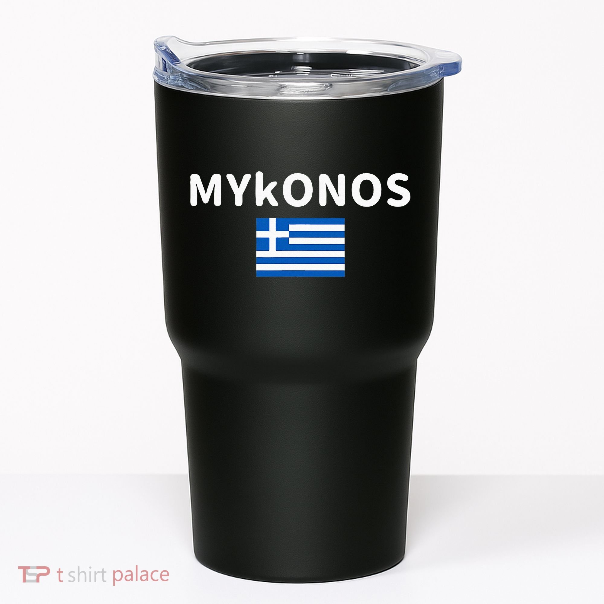 Mykonos City Greece Greek Flag Print Tumbler